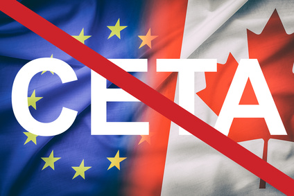 canada canadian partner european union euro eu rights usa ceta flag negotiation europa trade ttip economic concept - stock image
