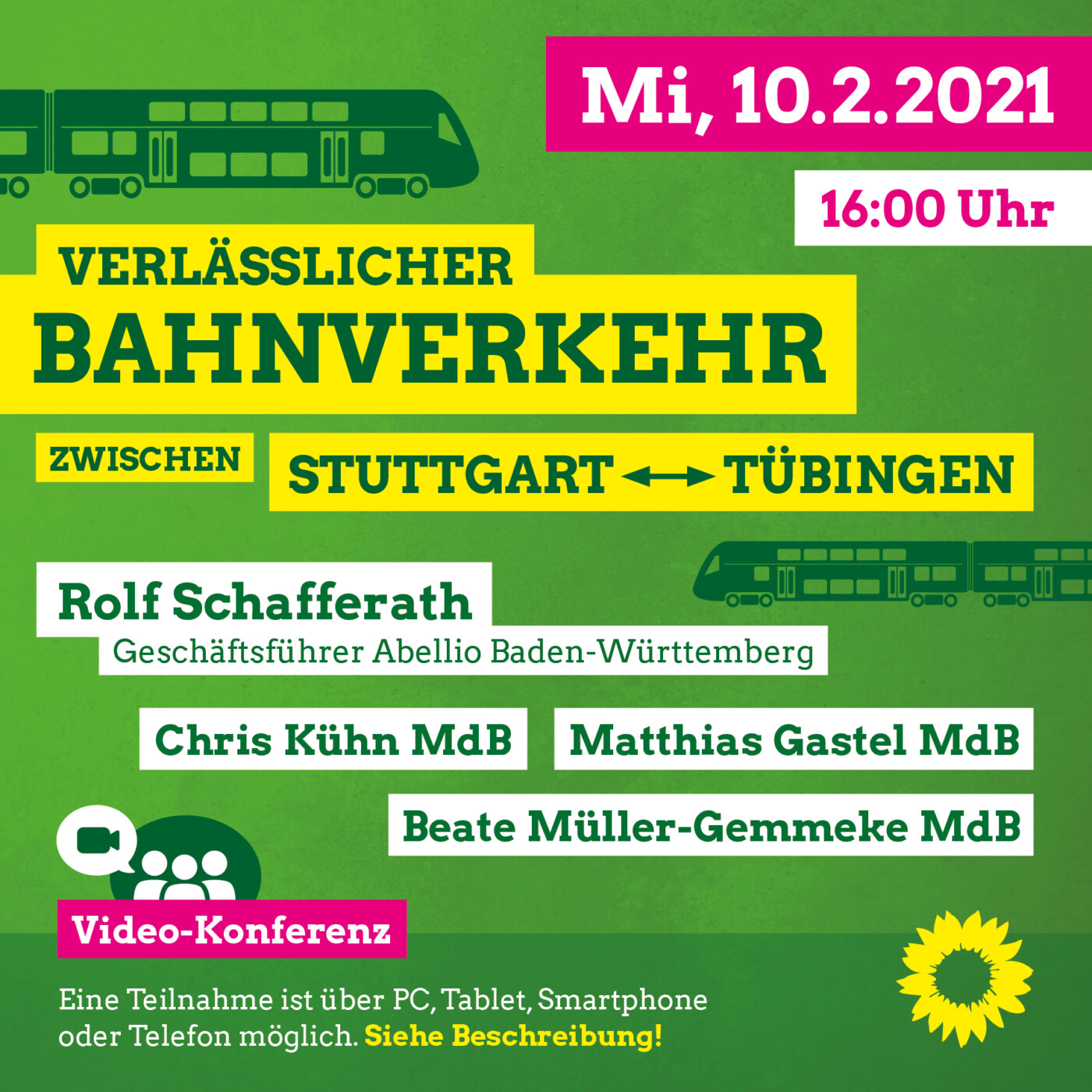 Für verlässlichen Bahnverkehr Tübingen – Stuttgart