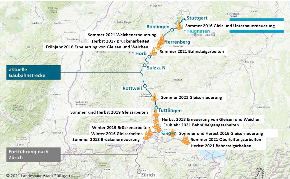 Baustellen lähmen die Gäubahn