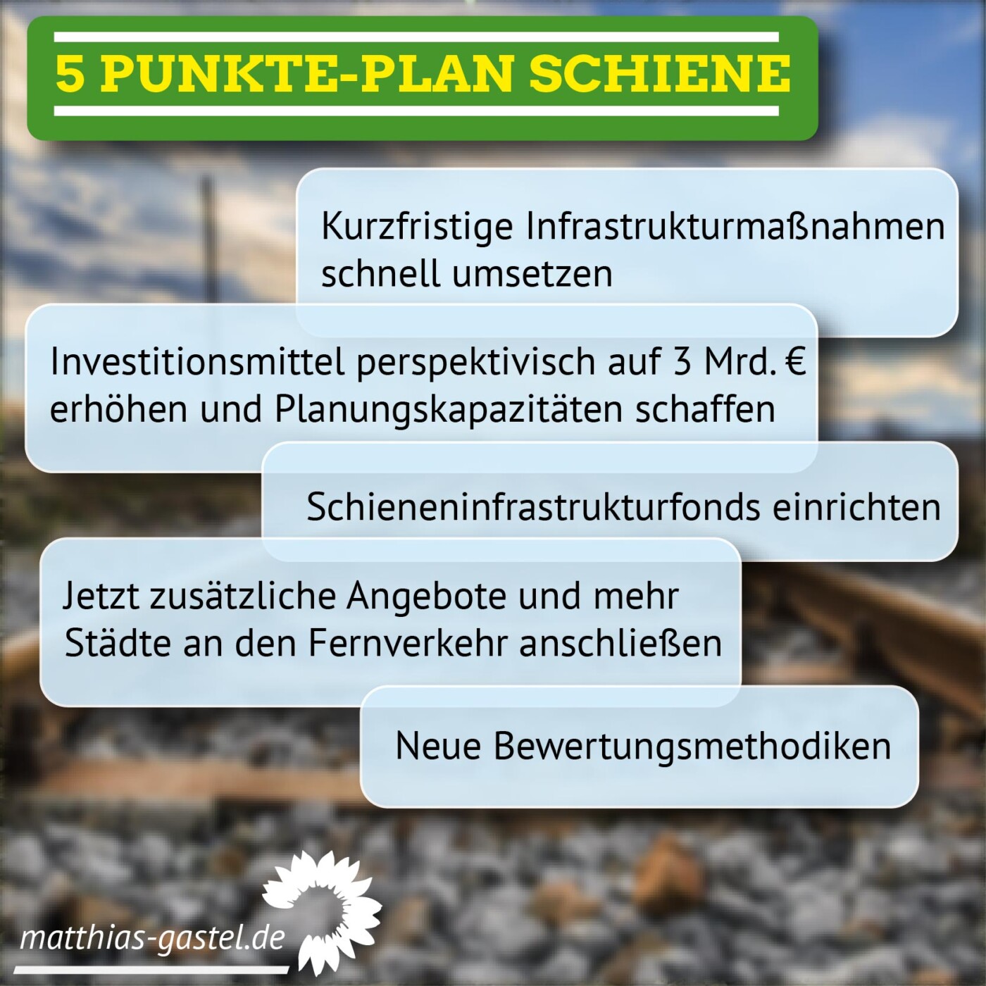 Jetzt die Bahn wieder in Schwung bringen!