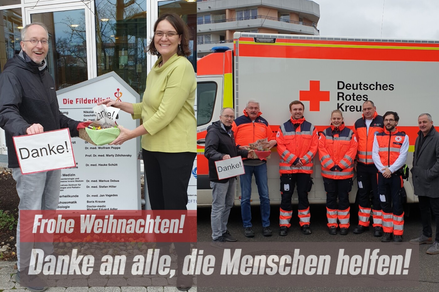 Weihnachtsbesuch in Klinik und Rettungswache