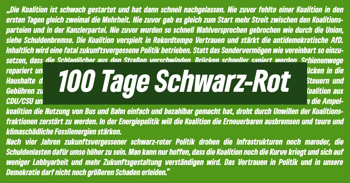 Miese Bilanz nach 100 Tagen Schwarz-Rot